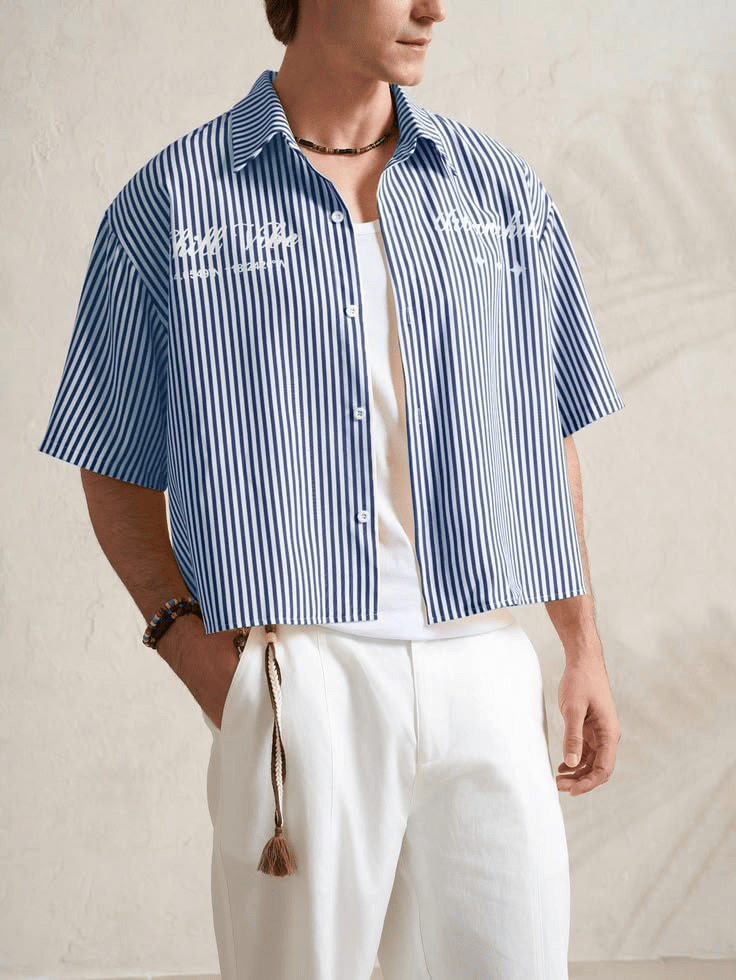 Blue Striped Shirt with Clean Summer Vibes