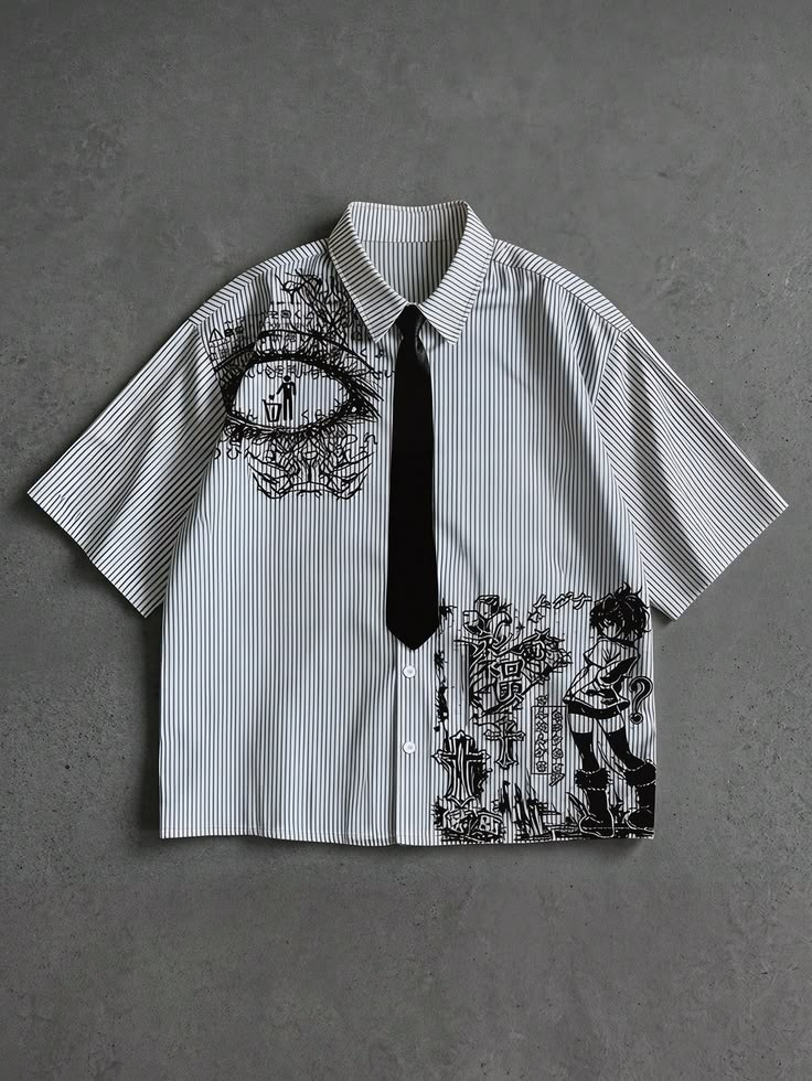 Men’s Gothic Print Short Sleeve Shirt