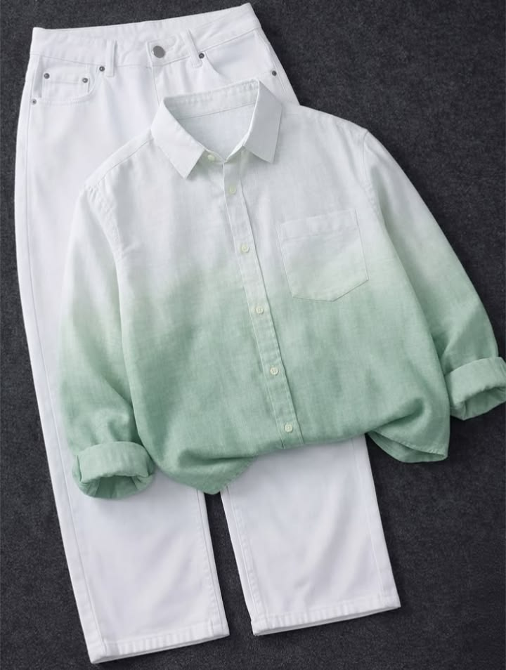 Pista Green and White Color Combo Shirt and white classic pant