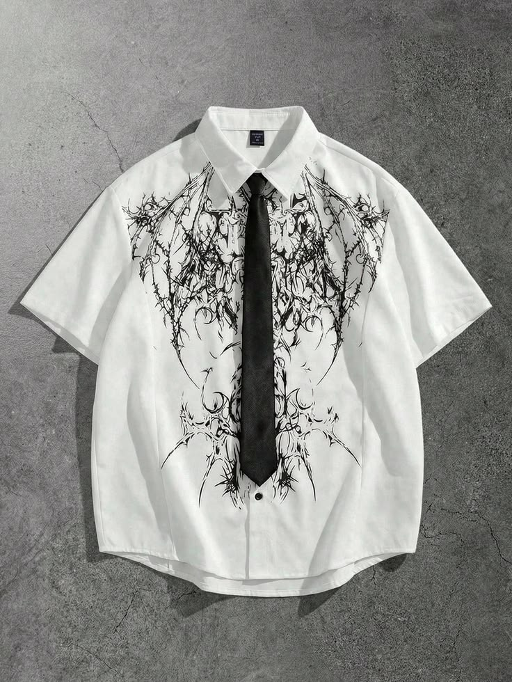 Men’s Gothic Print Short Sleeve Shirt